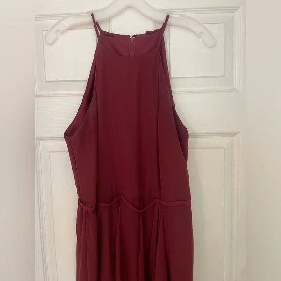 David's Bridal Burgundy Halter Wedding Dress - Picture 4 of 7